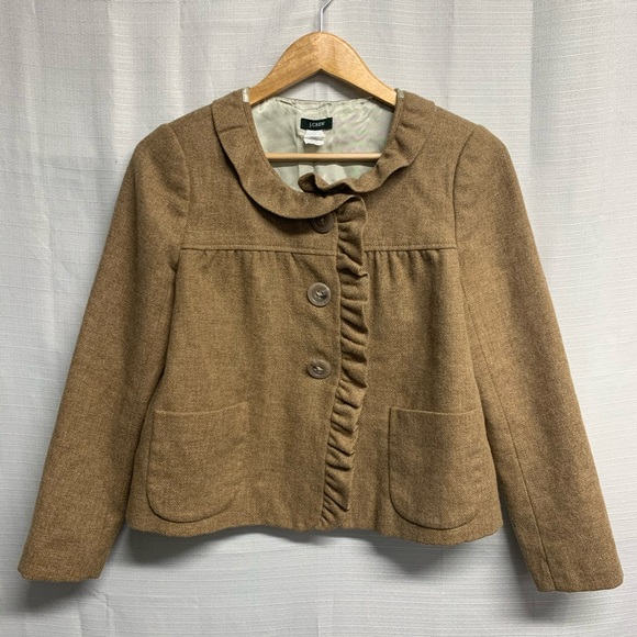 J. Crew Jackets & Blazers - J. Crew Fiona Tan Ruffled Wool Blazer